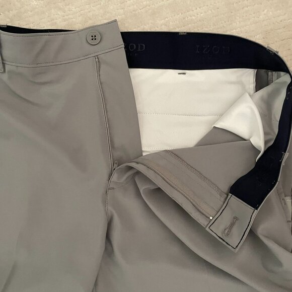 Izod Golf Pants Mens sz 36x30 Gray Flat Front Performance Trousers - Picture 8 of 9